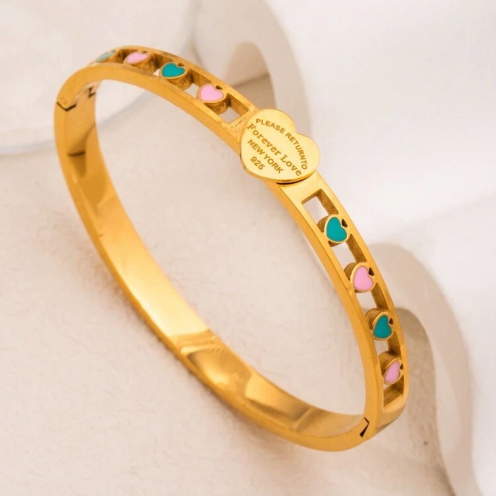 Gold plated over titanium Heart and Turquoise Bracelet NWT